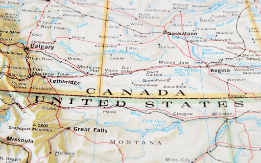 map of Canada - U.S. border