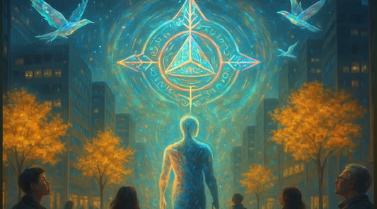 man walking towards another realm