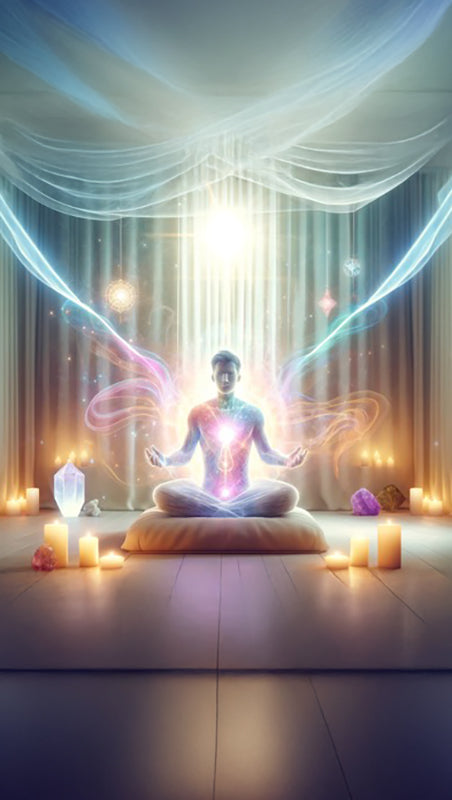 man with energy rays coming out of him