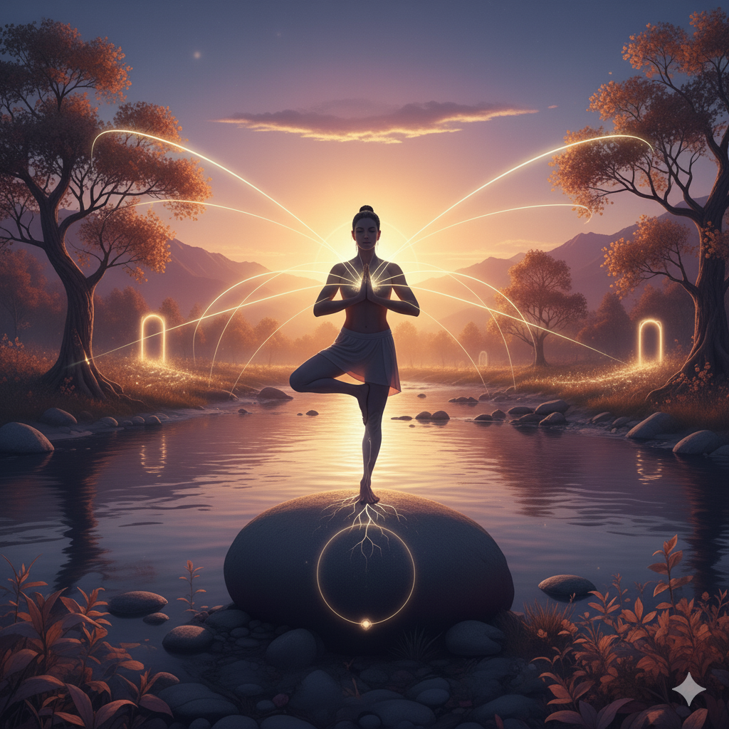 woman on a rock in alignment