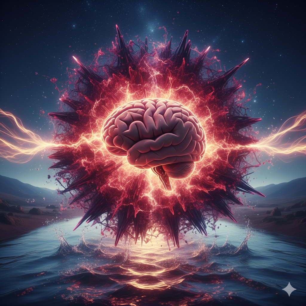 brain with explosion and energy